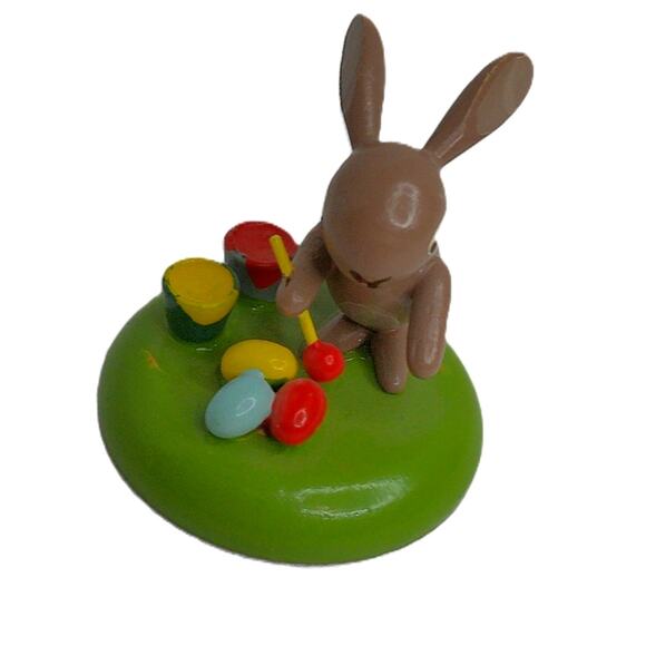 Vintage German Erzgbirge Bunny Rabbit Painting Eggs READ - Picture 2 of 6